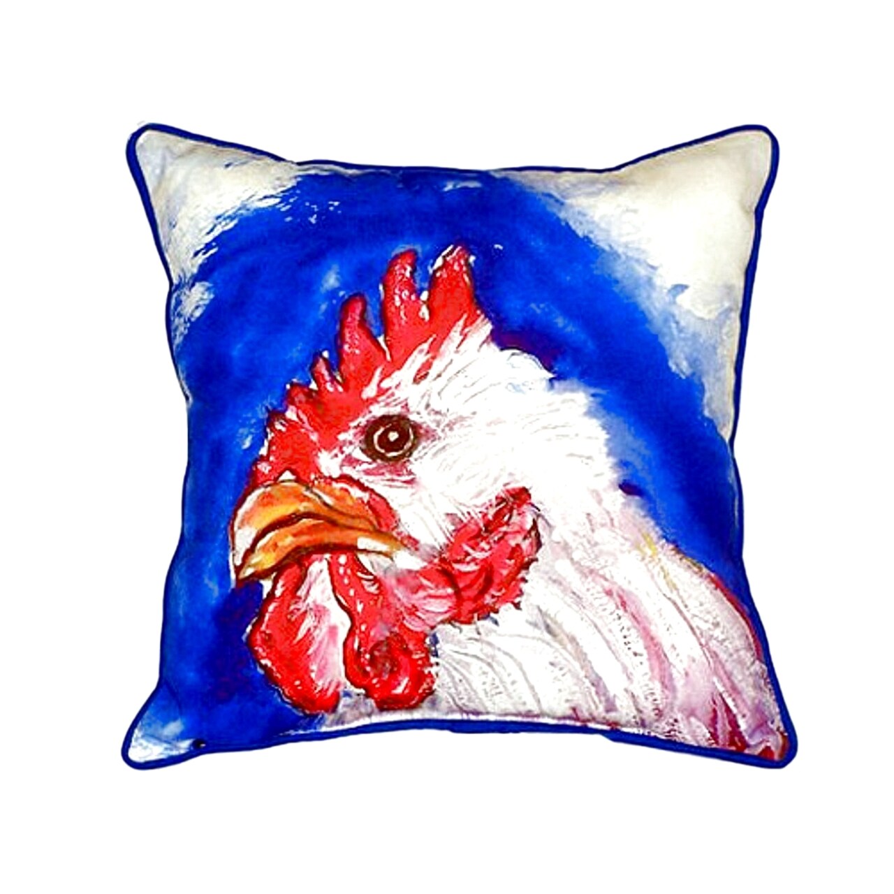 Betsy Drake Rooster Head Script Extra Large 22 X 22 Indoor / Outdoor Pillow